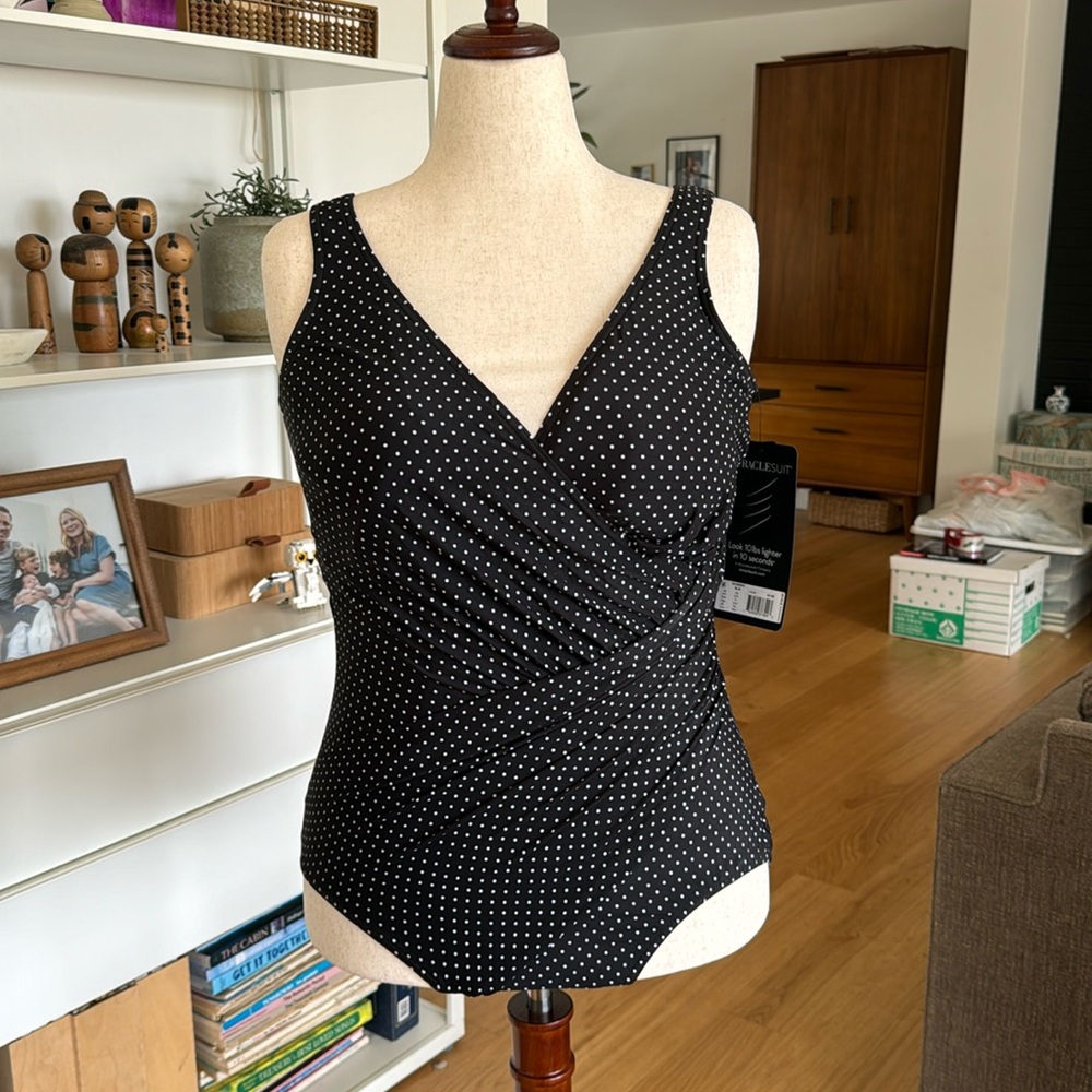 MIRACLESUIT polkadot wrap front one-piece SZ 20